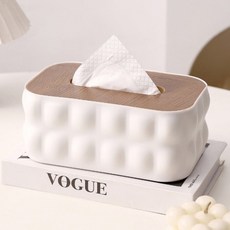 Mirnoa 壓紋簡約現代擺飾方形面紙盒, 白色, 1個