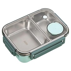 Couselect 304不鏽鋼分格保溫便當盒 微波爐適用 兩格, 綠色, 1個