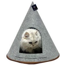 DING DONG PET 貓咪尖頂拉鍊帳篷屋, 灰色, 1個