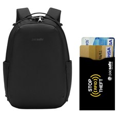 pacsafe V All-Round 防盜包 16L + RFID防側錄卡套組合, 黑色(包)