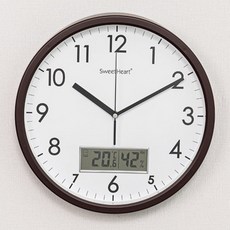 스위트하트 무소음 보니 온습도 벽시계 300, 브라운