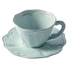 VBCCASA 듀칼레 바로크 컵 + 소서 세트 VB10474, 아쿠아 마리나, 1세트