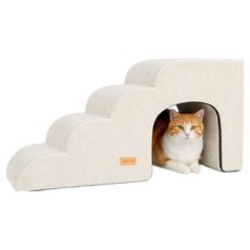 올미오펫 고양이 구름패브릭 숨숨집 4단 계단, 크림아이보리, 1개
