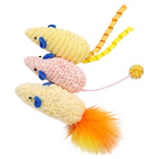 데이소이 고양이 쥐 모양 장난감 3종 세트 ONE SIZE, 4 옐로우, 1세트