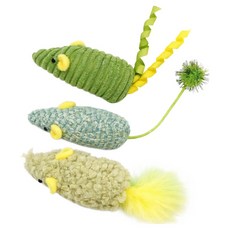 데이소이 고양이 쥐 모양 장난감 3종 세트 ONE SIZE, 2 그린, 1세트