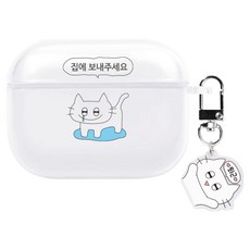 우먼스9999 에어팟 프로 3세대 투명 키링 케이스, 우는고양이, 1개