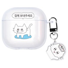 우먼스9999 에어팟 4세대 투명 키링 케이스, 우는고양이, 1개