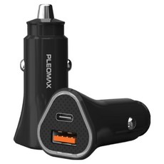 플레오맥스 12V 24V 겸용 C타입 USB 2포트 자동차 시거잭 충전기, 블랙, PMCC-E300