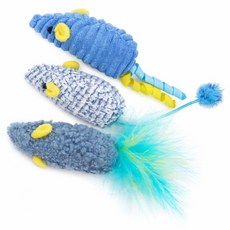 데이소이 고양이 쥐 모양 장난감 ONE SIZE 3종 세트 ONE SIZE, 3 블루, 1세트