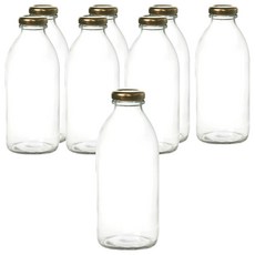 首爾包裝 圓形玻璃飲料瓶 金色瓶蓋, 8個, 500ml