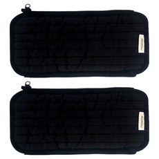 MOMS4U M4U 100支紗布料絎縫嬰兒車手把套 10 x 20 cm 2入, 黑色, 1個