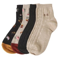 DAKS 女款花朵混搭圖案中筒襪4雙組 DBSS5E100WT