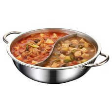 Tirititi 電磁爐不鏽鋼瓦斯爐兩用鴛鴦鍋, 單一顏色, 1個, 28cm