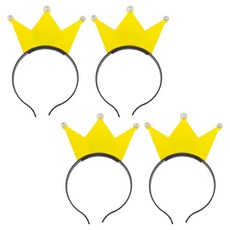 파티공구 LED램프 왕관 머리띠, 옐로우, 4개