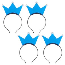 파티공구 LED램프 왕관 머리띠, 블루, 4개