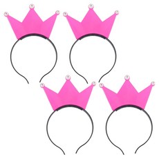 파티공구 LED램프 왕관 머리띠, 핑크, 4개