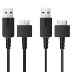 SPACE SHIELD Sony PlayStation Vita PSV1000 相容 USB A 充電線 1m, 黑色, 2個, 單一商品