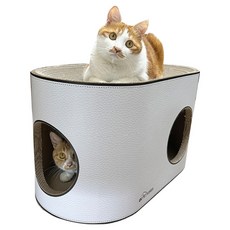 OK PET KOREA High Round 躲貓貓屋與貓抓板, 1個, 白色