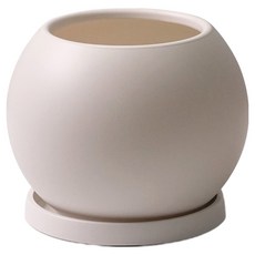 morningscent 분갈이 거실 달항아리 화분 + 받침 세트, 화이트, 1세트