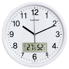 스위트하트 무소음 온습도 벽시계 350, 화이트