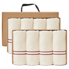 Towelist 紗染系列 無染色飯店毛巾 200g x 8入 40支精梳棉 喬遷禮物組, 紅色, 1套