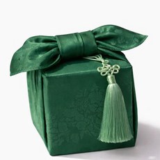 indi.k 編織圖案緞麵包袱巾 小 45 x 45 cm, 高貴綠, 4個