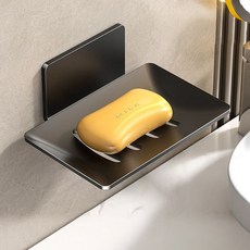 쉐리엘 욕실 깔끔한 무타공 접착식 비누 거치대, 블랙, 2개