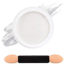 젤로젤로 젤네일 아트 엣지빔 화이트새틴 미러 파우더 글리터 + 브러쉬 세트, 1세트, JP14 화이트실버