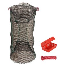 DEFENZEMAN 海釣可開合式圓形魚籠繩索魚餌桶套組, 混合顏色