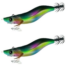 NIKEN 파공 야광 무늬오징어 갑오징어 수평 팁런에기 3호, 10 마블그린, 2개, 25g