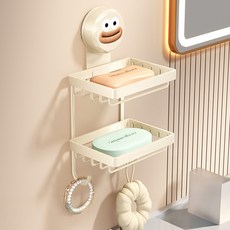 쉐리엘 욕실 깔끔 귀여운 캐릭터 비누거치대 2단, 화이트, 1개