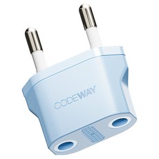코드웨이 돼지코 220V 변환 유럽형 플러그 여행용 어댑터 블루 35x43mm, 1개
