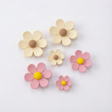 바비랩스 귀여운 데이지꽃 냉장고 인테리어 자석 2종 x 3p 세트, 버건디, 베이지