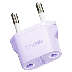 코드웨이 돼지코 220V 변환 유럽형 플러그 여행용 어댑터 퍼플 35x43mm, 1개