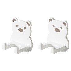 블럭마트 무타공 곰돌이 드라이기 벽걸이, 화이트, 2개