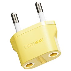 코드웨이 돼지코 220V 변환 유럽형 플러그 여행용 어댑터 옐로우 35x43mm, 1개