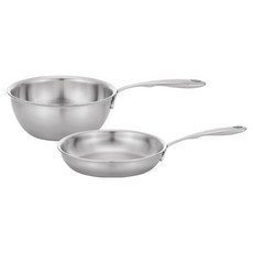 HANIL STAINLESS STEEL 電磁爐用全五層Bergen平底鍋2件組, 單一顏色, 1套, 平底鍋 20cm + 炒鍋 18cm