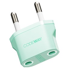 코드웨이 돼지코 220V 변환 유럽형 플러그 여행용 어댑터 민트 35x43mm, 1개