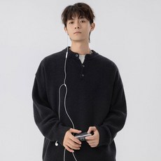 Seonbit 男款 Rogent 素色亨利領簡約針織衫