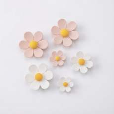 바비랩스 귀여운 데이지꽃 냉장고 인테리어 자석 2종 x 3p 세트, 화이트, 연핑크