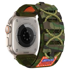 젤리타이거 애플워치 밀리터리 스트링 히든 스포츠루프 밴드 스트랩 42 / 44 / 45 / 46 / 49mm, 카키카모, 1개