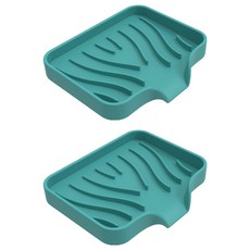 Sheriel 浴室多用途整潔瀝水矽膠肥皂架 大, 綠色, 2個