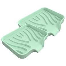 Sheriel 浴室多用途整潔瀝水矽膠肥皂架 大, 淺綠色, 2個