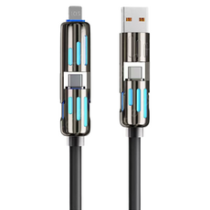 사인포스트 멀티 4in1 초고속 USB C 8핀 노트북 태블릿 충전케이블, 블랙, 1개, 1.5m