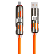 사인포스트 멀티 4in1 초고속 USB C 8핀 노트북 태블릿 충전케이블, 오렌지, 1개, 1m