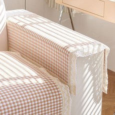 알럽홈 깅엄 체크 레이스 자수 소파 커버 L261-0091OR70