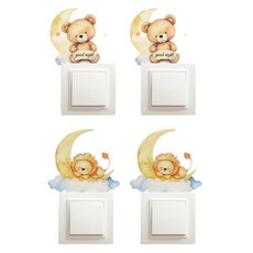 LANO 晚安開關蓋貼紙 2款 x 2入, 獅子與熊