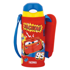 THERMOS 膳魔師 真空隔熱兒童保冷吸管瓶 附背袋 FHL-403FDS, R 紅色汽車總動員, 1個, 400ml
