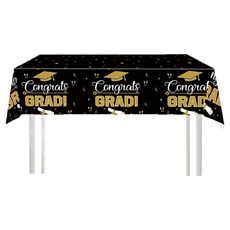 BABIO 畢業典禮裝飾 GRAD 桌布 黑色, 1個, 1入