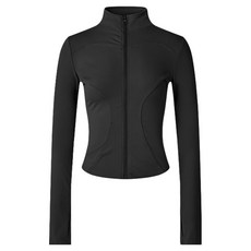 더시럽 여성용 요가 필라테스 크롭 라인 집업 자켓